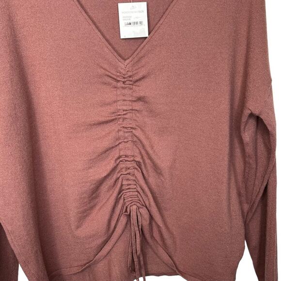 NWT Love Tree Womens Mauve Shirred Front V-Neck Long Sleeve Knit Top Size S - Picture 3 of 7